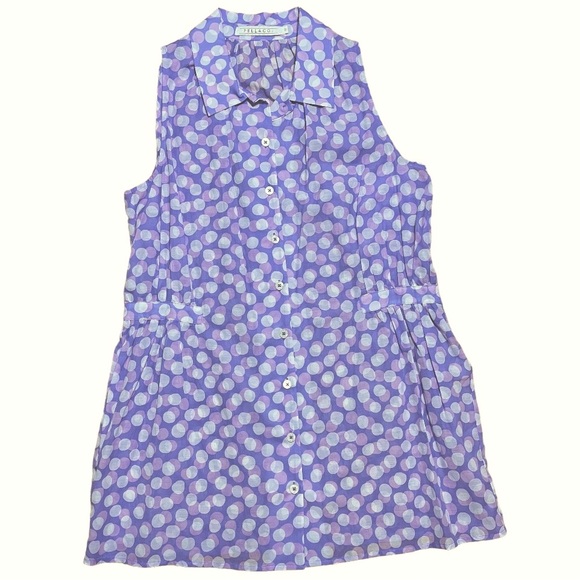 Pell & Co Purple & White Polka Dot Sleeveless Button Down Tunic Top NWT Sz 12 - Picture 10 of 14